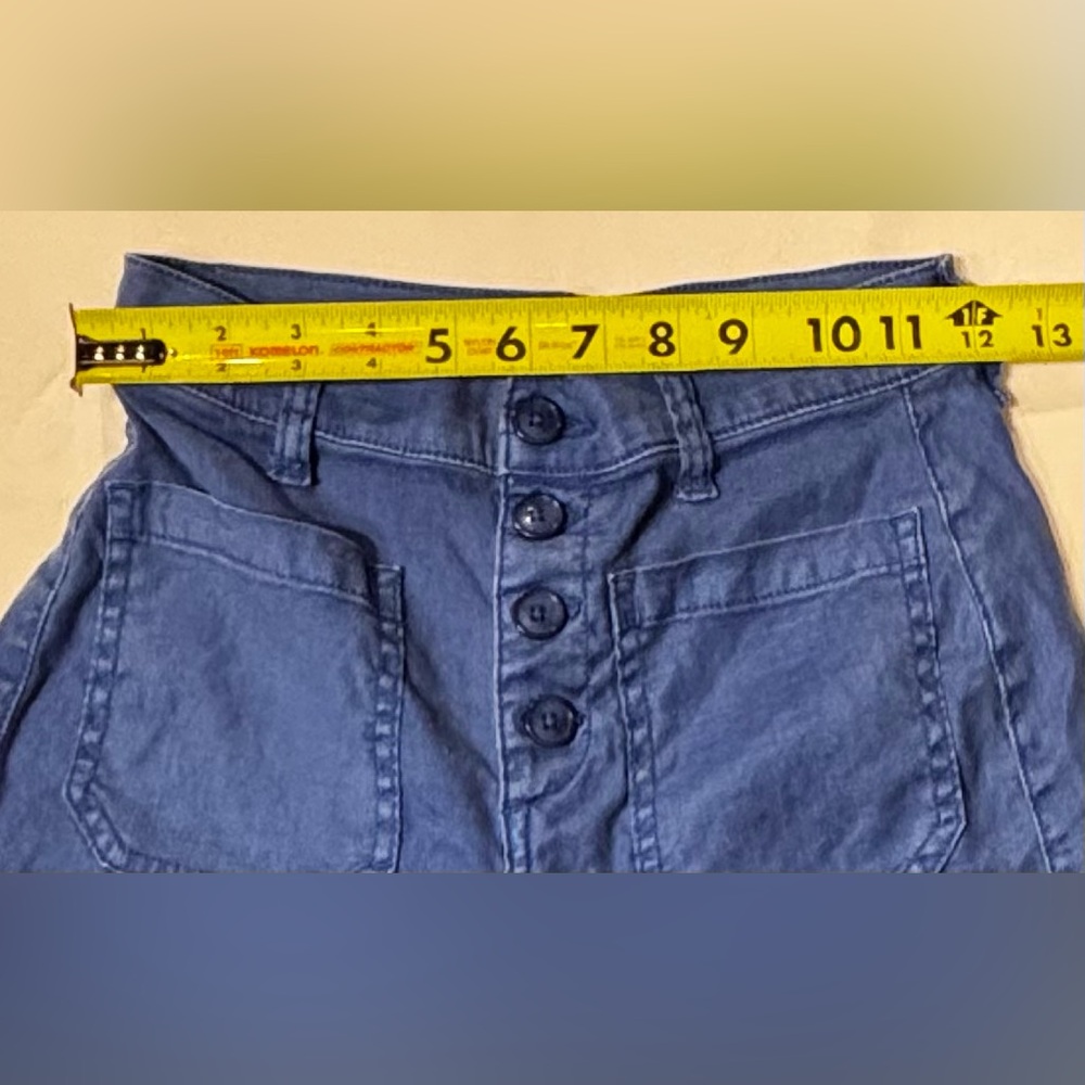 EVEREVE Blue Linen Blend Wide Leg Pants Size 25 Button Fly High Rise - Picture 6 of 8